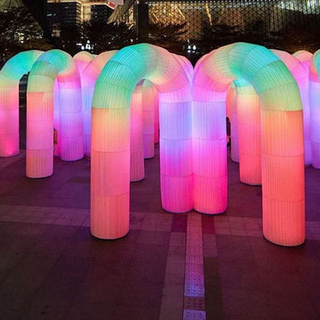 Inflatable Arch with Colorful LED Lights for Outdoor Parties