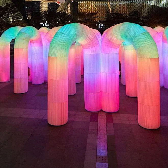 Inflatable Arch with Colorful LED Lights for Outdoor Parties
