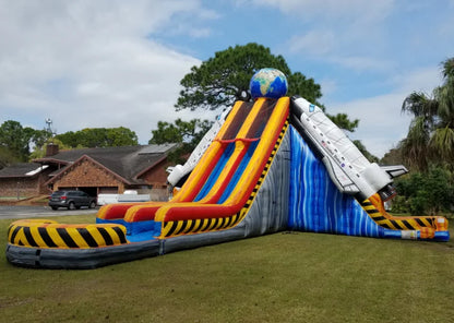 Inflatable Space Rocket Water Slide Fun