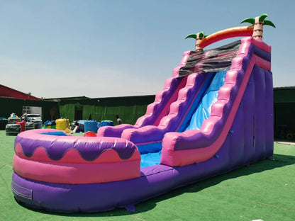 Coconut Tree Theme Inflatable Water Slide with Pool