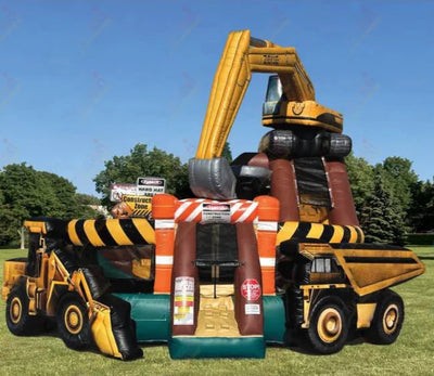 Bagger-Hüpfburg mit Rutsche