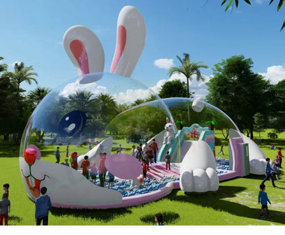 Inflatable Pink Dome Bubble Tent with Balloon & Ball Pool
