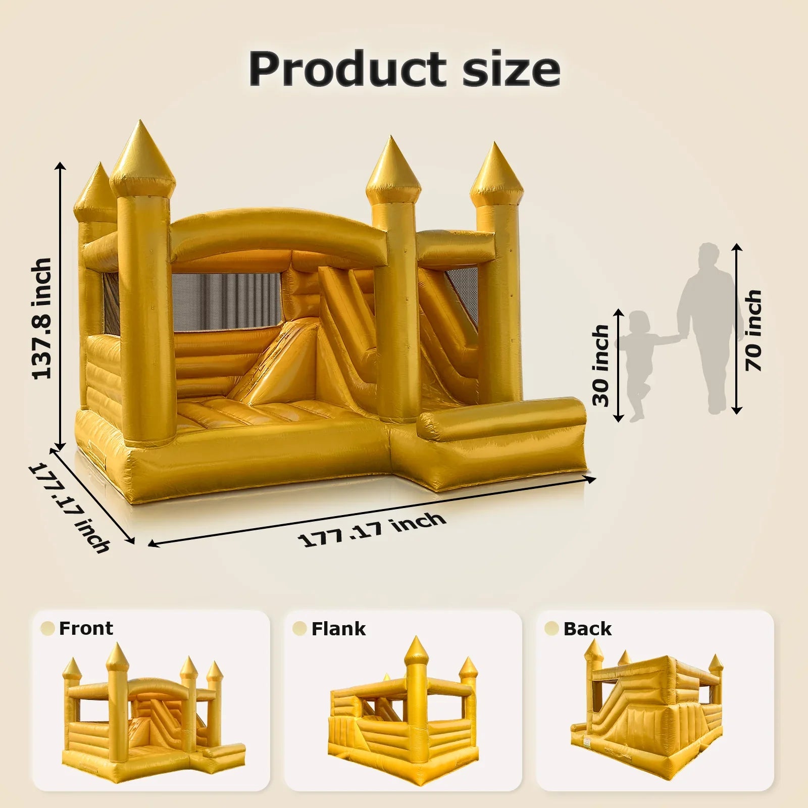 Inflatable Gold Bounce House for Events