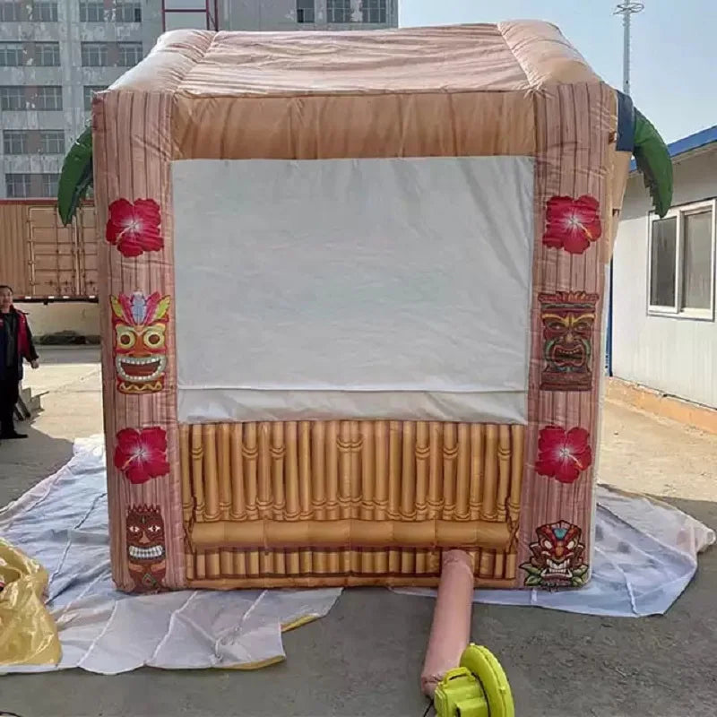Tropical Inflatable Tiki Bar with Coconut Tree