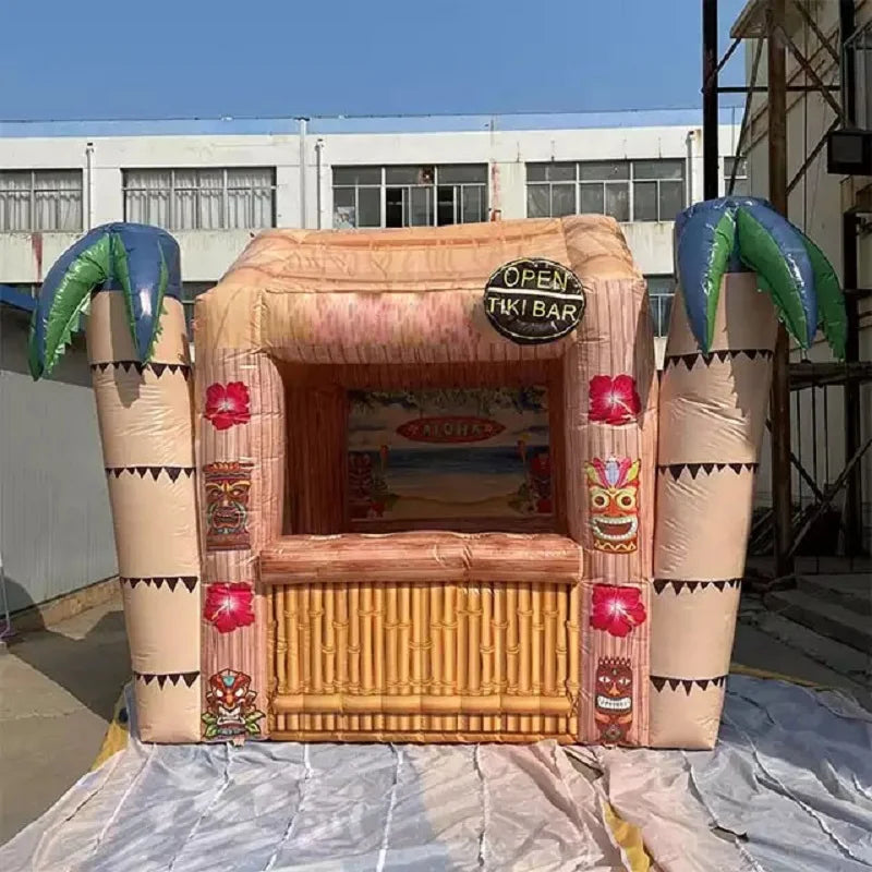 Tropical Inflatable Tiki Bar with Coconut Tree