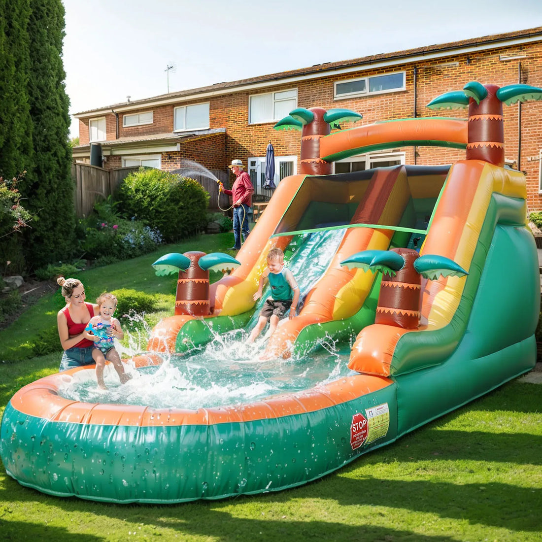 Aufblasbare Wasserrutsche mit Doppelbahn für Kinder