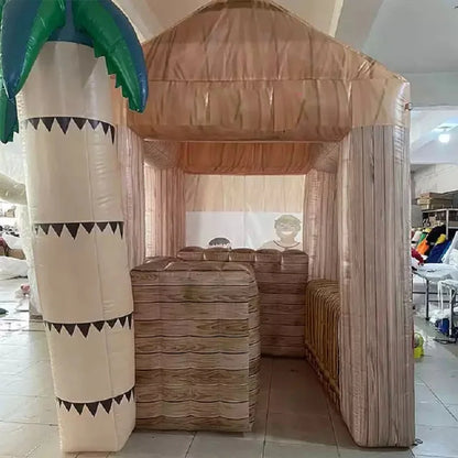 Tropical Inflatable Tiki Bar with Coconut Tree