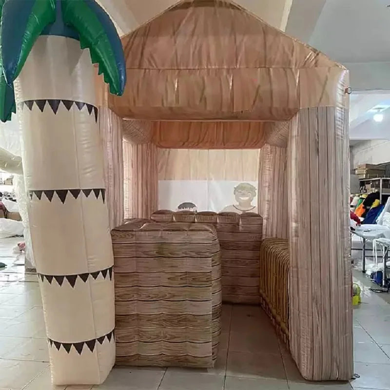 Tropical Inflatable Tiki Bar with Coconut Tree