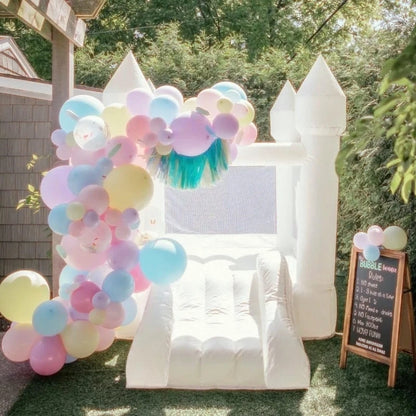 Mini White Inflatable Bounce House Castle for Kids