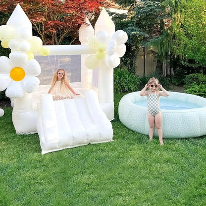 Mini White Inflatable Bounce House Castle for Kids