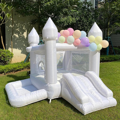 9FT White Wedding Inflatable Bounce House with Slide