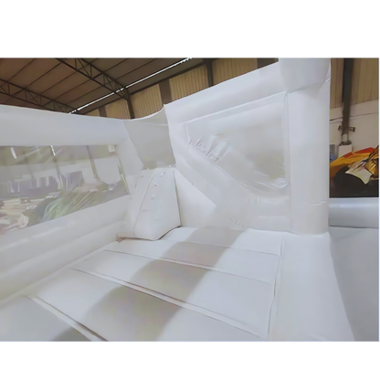 White Inflatable Bounce House Combo with Slide