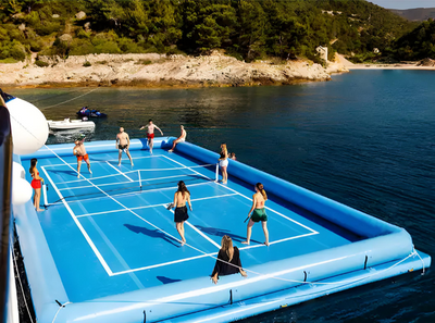 Cancha flotante inflable de pickleball y tenis