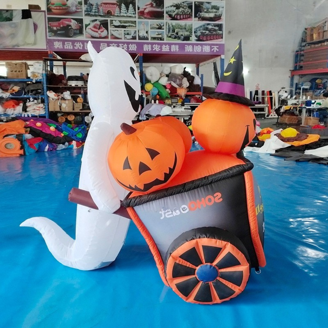 Inflatable Ghost Car with Pumpkin Halloween Decor