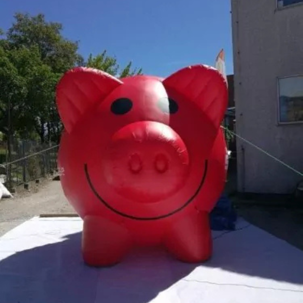 Aufblasbares rotes Schwein mit Logo für Werbezwecke (Sonderanfertigung)