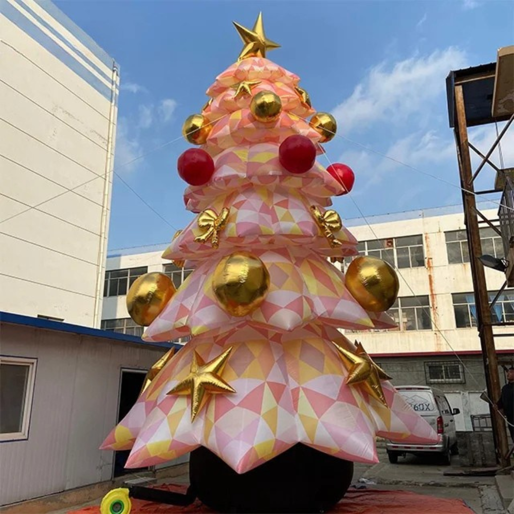 Inflatable Christmas Tree with Built-in Lights for Celebrations