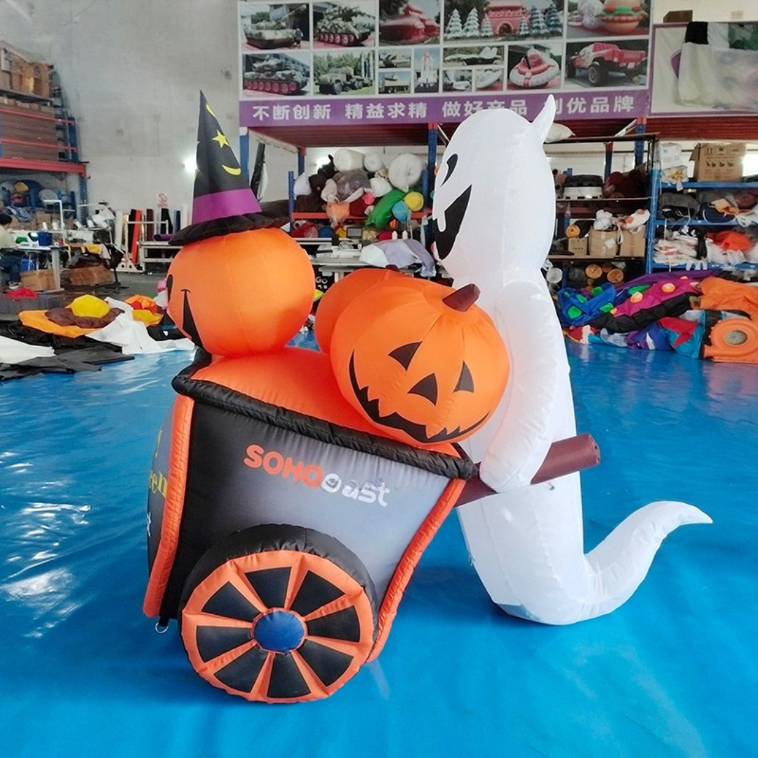 Inflatable Ghost Car with Pumpkin Halloween Decor