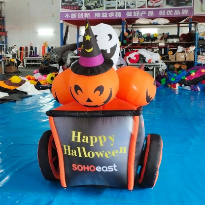 Inflatable Ghost Car with Pumpkin Halloween Decor