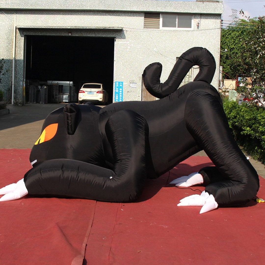 Decoración hinchable personalizada de gato negro para Halloween