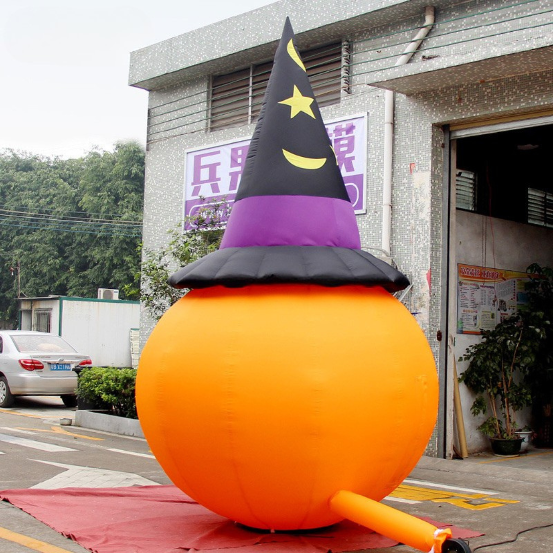 Customized Inflatable Halloween Pumpkin with Hat Decor