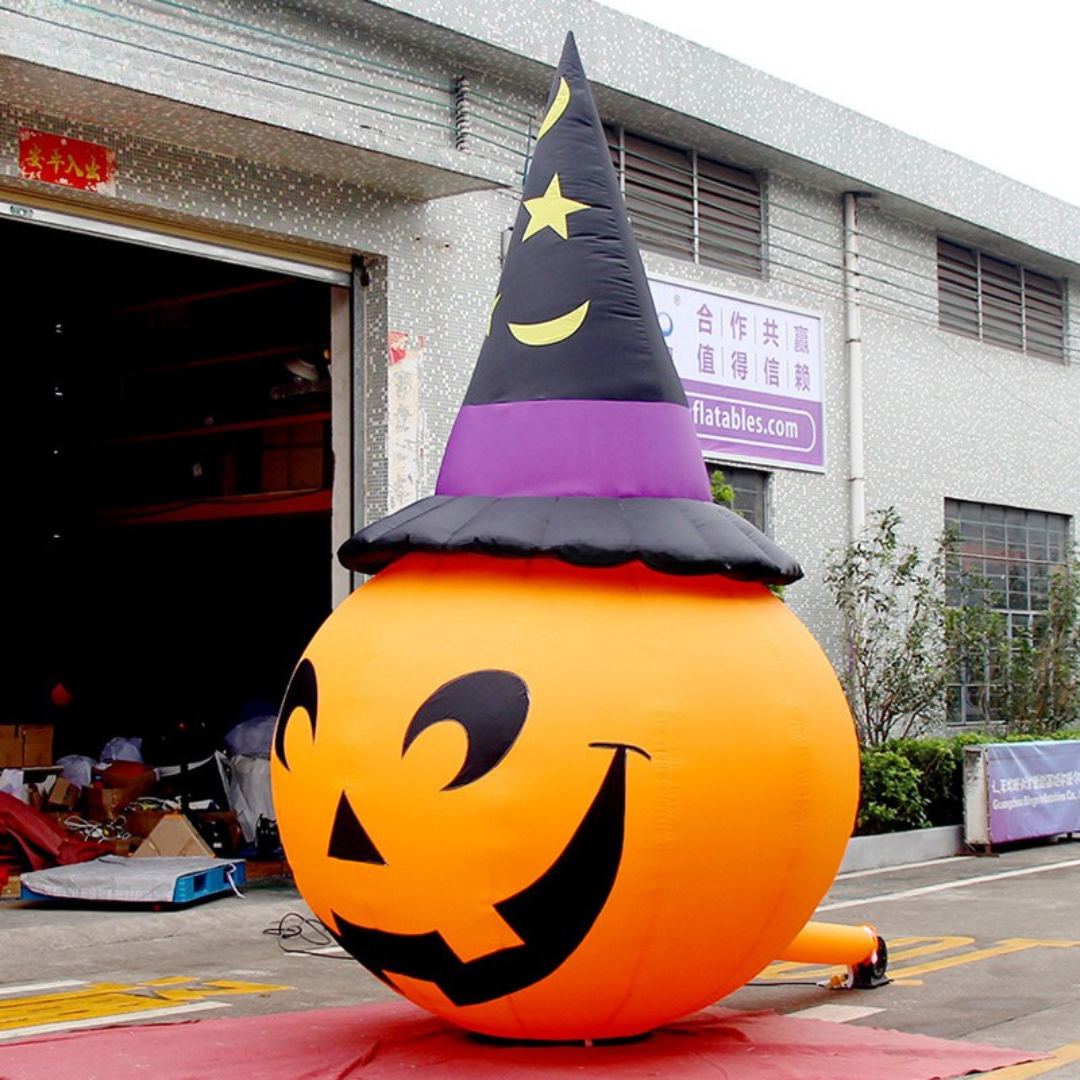 Customized Inflatable Halloween Pumpkin with Hat Decor