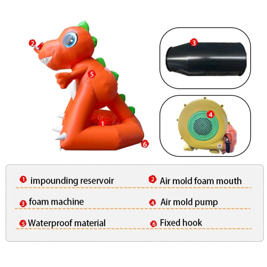 Custom Inflatable Dinosaur with Party Foam Cannon