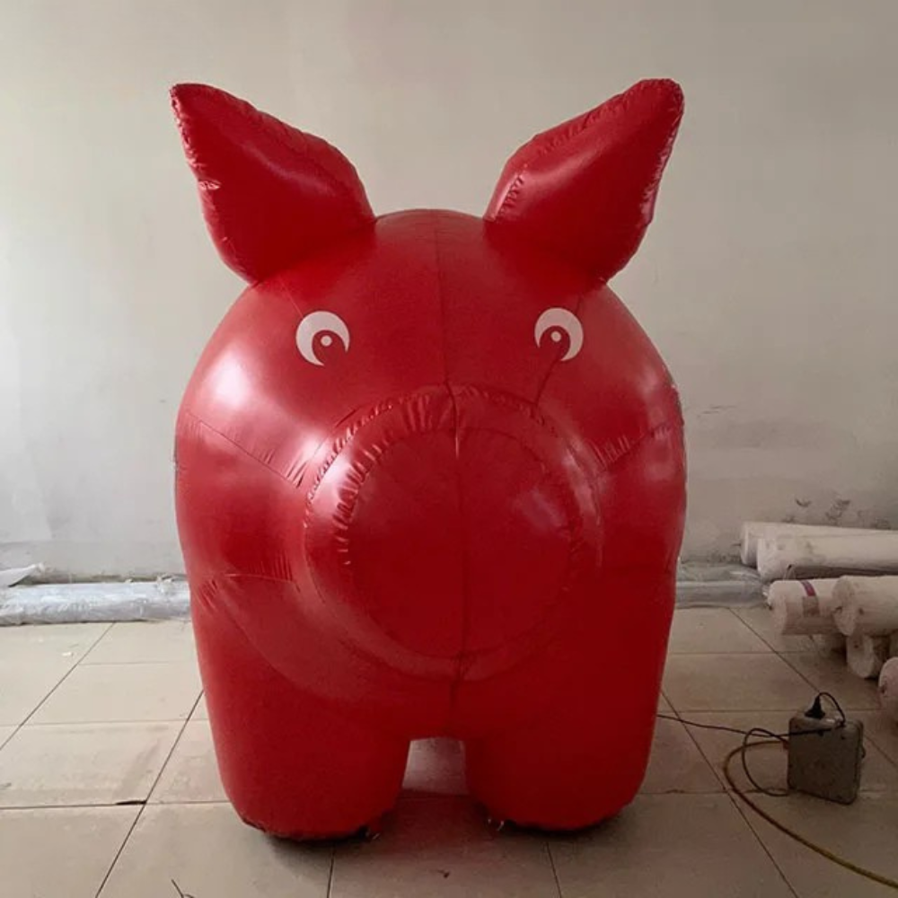 Aufblasbarer rosa Schweinchen-Maskottchen-Ballon, maßgeschneidertes Design