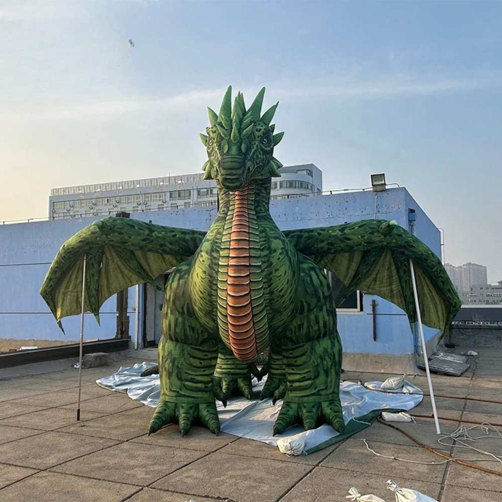 Riesige aufblasbare grüne Drachen-Dinosaurier-Dekoration