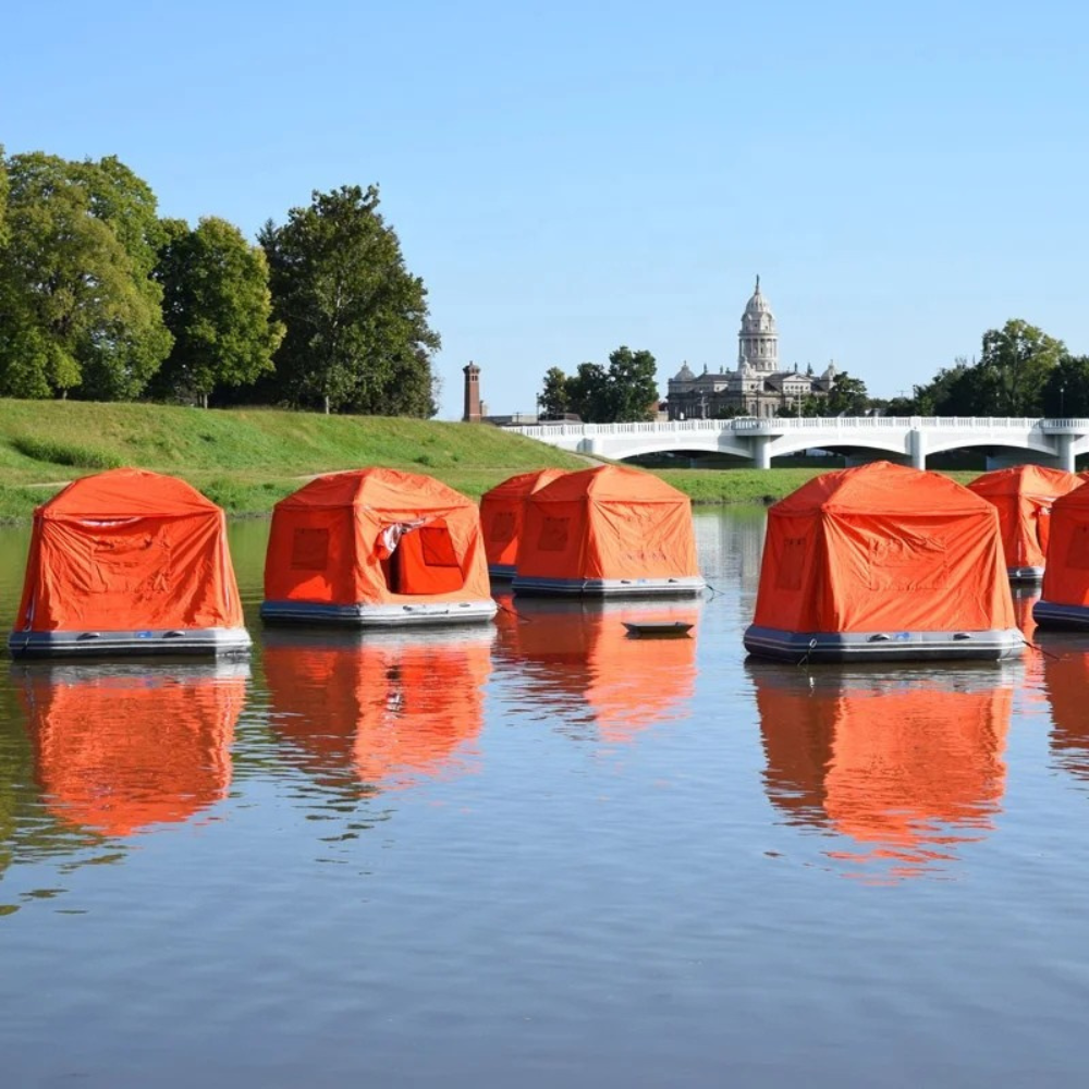 Inflatable Fishing Raft Boat with Floating Tent