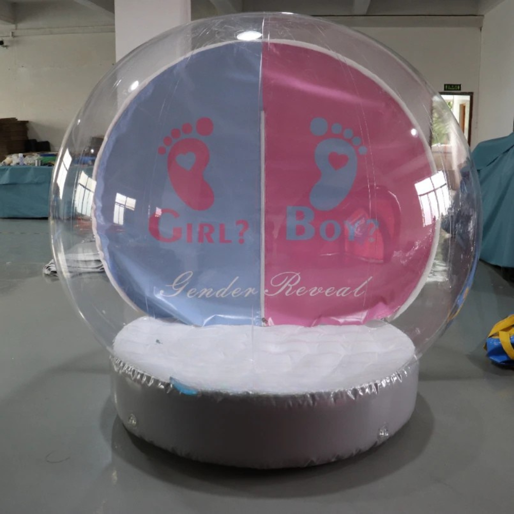 Transparentes PVC-Blasenhaus für Gender-Reveal-Party
