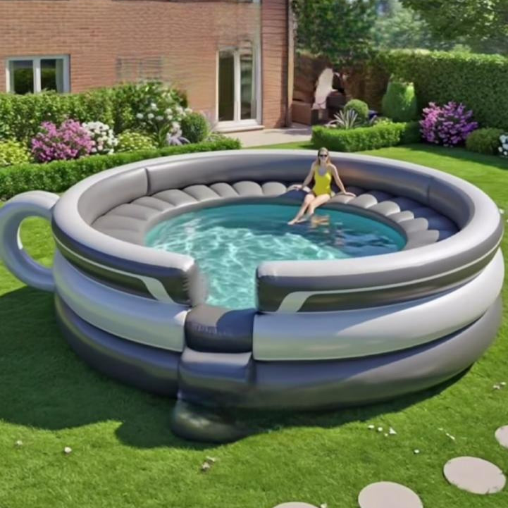 Large Inflatable Teacup Pool for Outdoor Garden Play