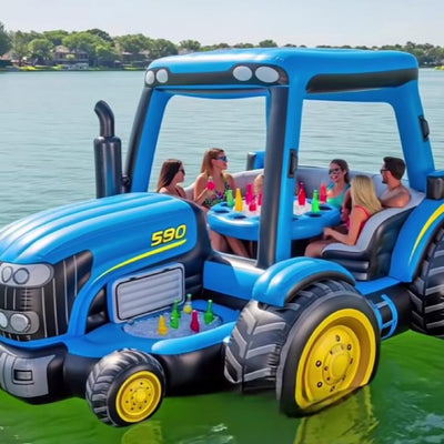 Flotador inflable de tractor grande para relajarse en el lago