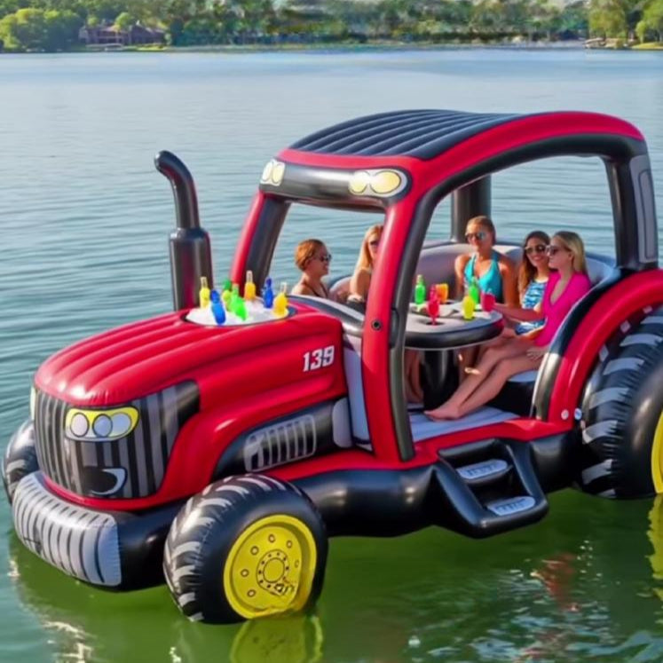 Flotador inflable de tractor grande para relajarse en el lago