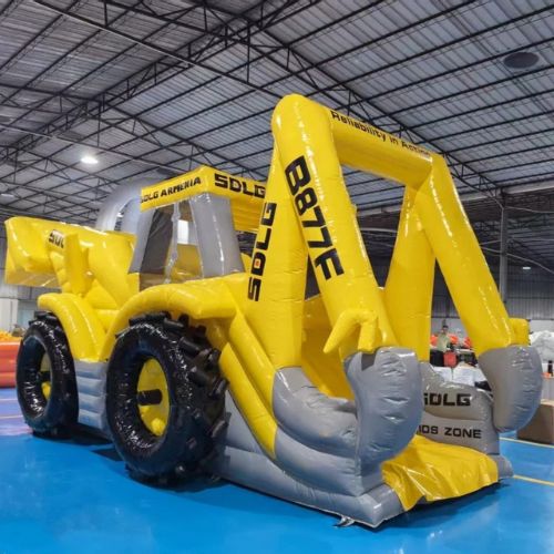 Große aufblasbare Bagger-Rutsche mit Hüpfburg