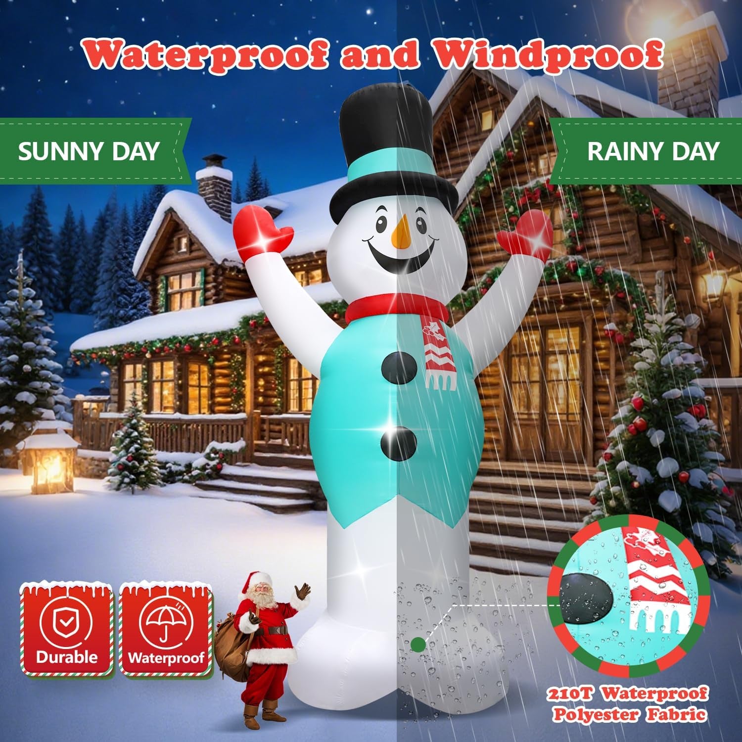 20FT Christmas Giant Inflatable Outdoor Decorations, Extra Large Blow Up Snowman Yard Decoration, Xmas Decor Build-in LED Lights for Garden Lawn Yard Porch Holiday Party