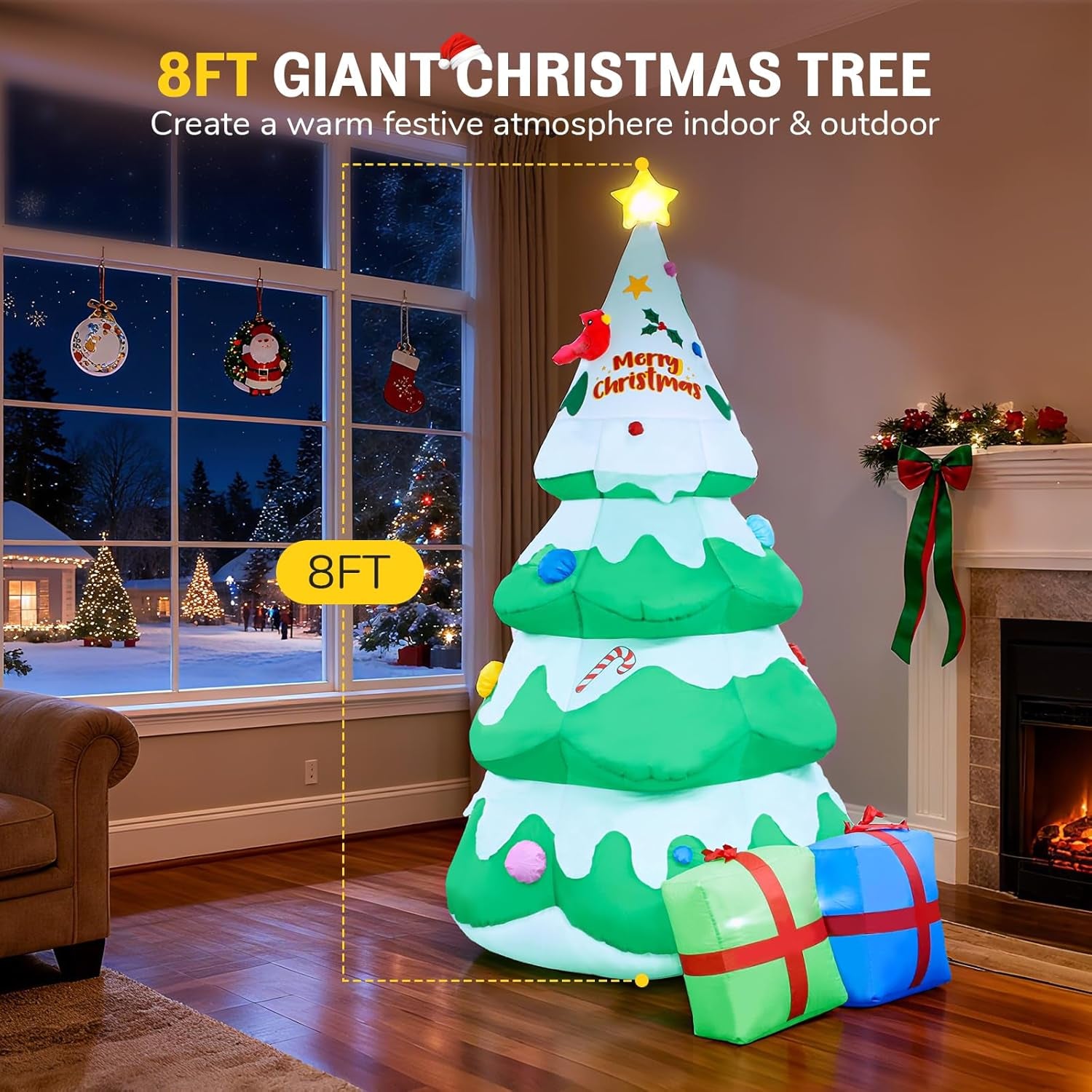 8 FT Christmas Inflatables Tree Decorations Outdoor - Blow Up Christmas Decorations Outdoor Yard Garden Lawn & Indoor Xmas Holiday Party - Inflatable Christmas Tree with LED Lights top Star