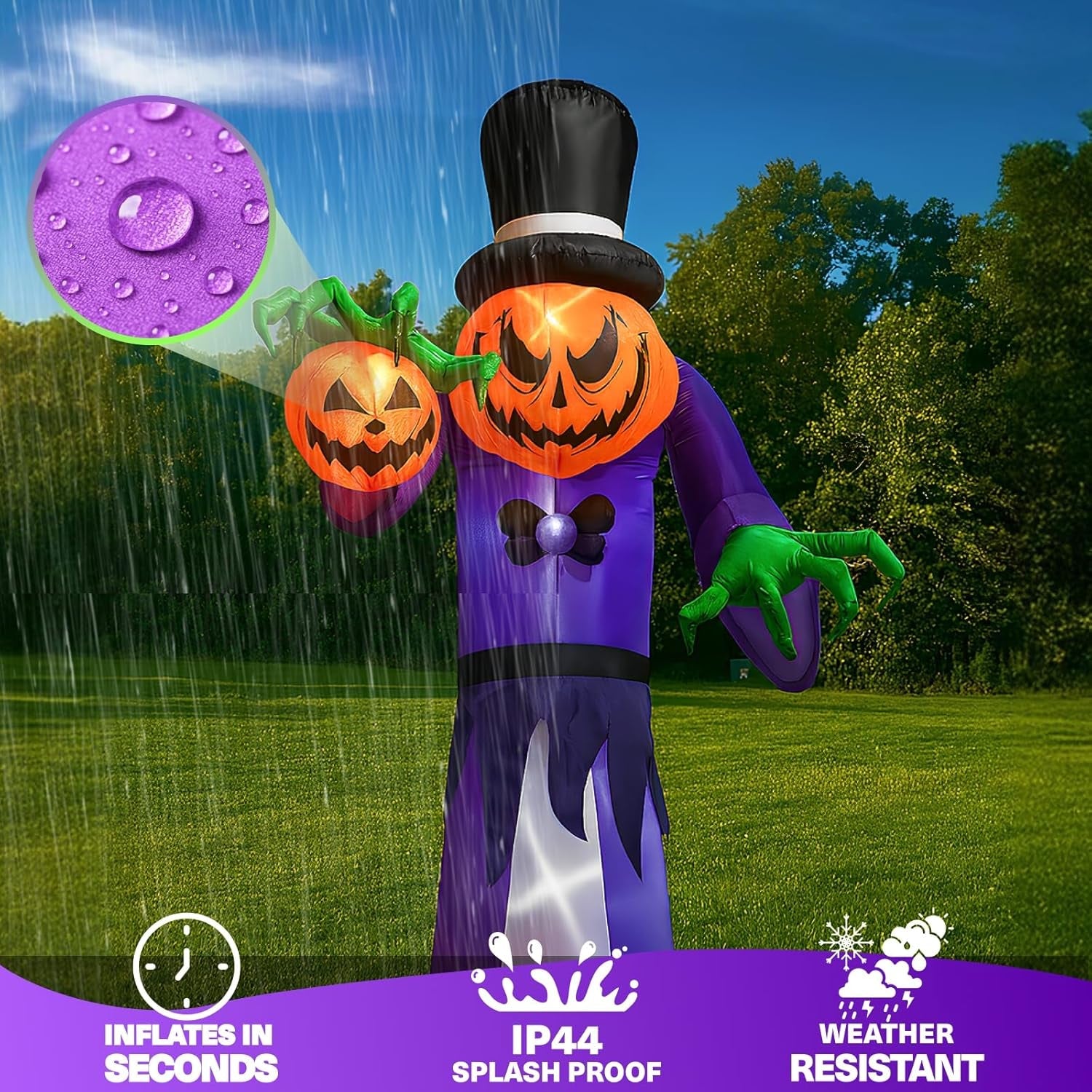 11FT Giant Halloween Inflatables Pumpkin Grim Reaper Outdoor Decoration Built-In LED Lights, Halloween Blow up Pumpkin Monster for Halloween Party Indoor, Outdoor, Yard, Garden, Lawn Decor