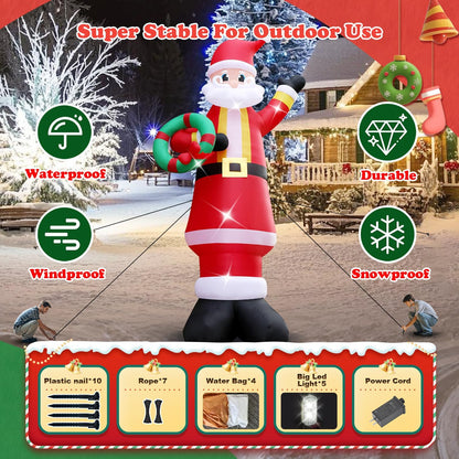 20FT Christmas Giant Inflatable Outdoor Decorations, Blow Up Santa Claus Yard Decoration, Xmas Decor Build-in LED Lights for Garden Lawn Yard Porch Holiday Party