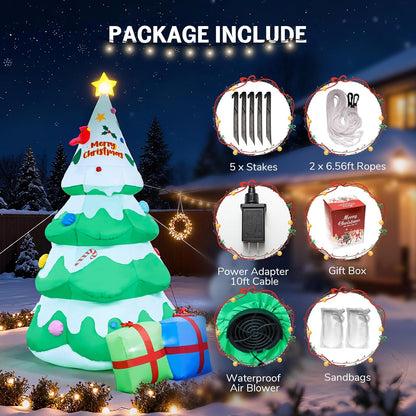 8 FT Christmas Inflatables Tree Decorations Outdoor - Blow Up Christmas Decorations Outdoor Yard Garden Lawn & Indoor Xmas Holiday Party - Inflatable Christmas Tree with LED Lights top Star