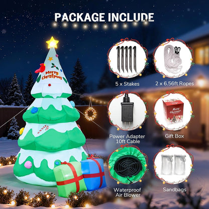8 FT Christmas Inflatables Tree Decorations Outdoor - Blow Up Christmas Decorations Outdoor Yard Garden Lawn & Indoor Xmas Holiday Party - Inflatable Christmas Tree with LED Lights top Star
