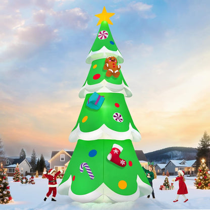20FT Christmas Tree Inflatable with LED Light,  Giant Christmas Yard Inflatables Outdoor Xmas Blow-Up Outdoor Decoration for Holiday Party Courtyard Lawn Shopping Mall Street