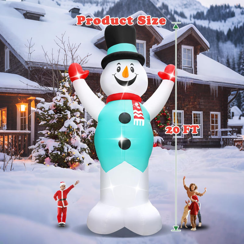 20FT Christmas Giant Inflatable Outdoor Decorations, Extra Large Blow Up Snowman Yard Decoration, Xmas Decor Build-in LED Lights for Garden Lawn Yard Porch Holiday Party