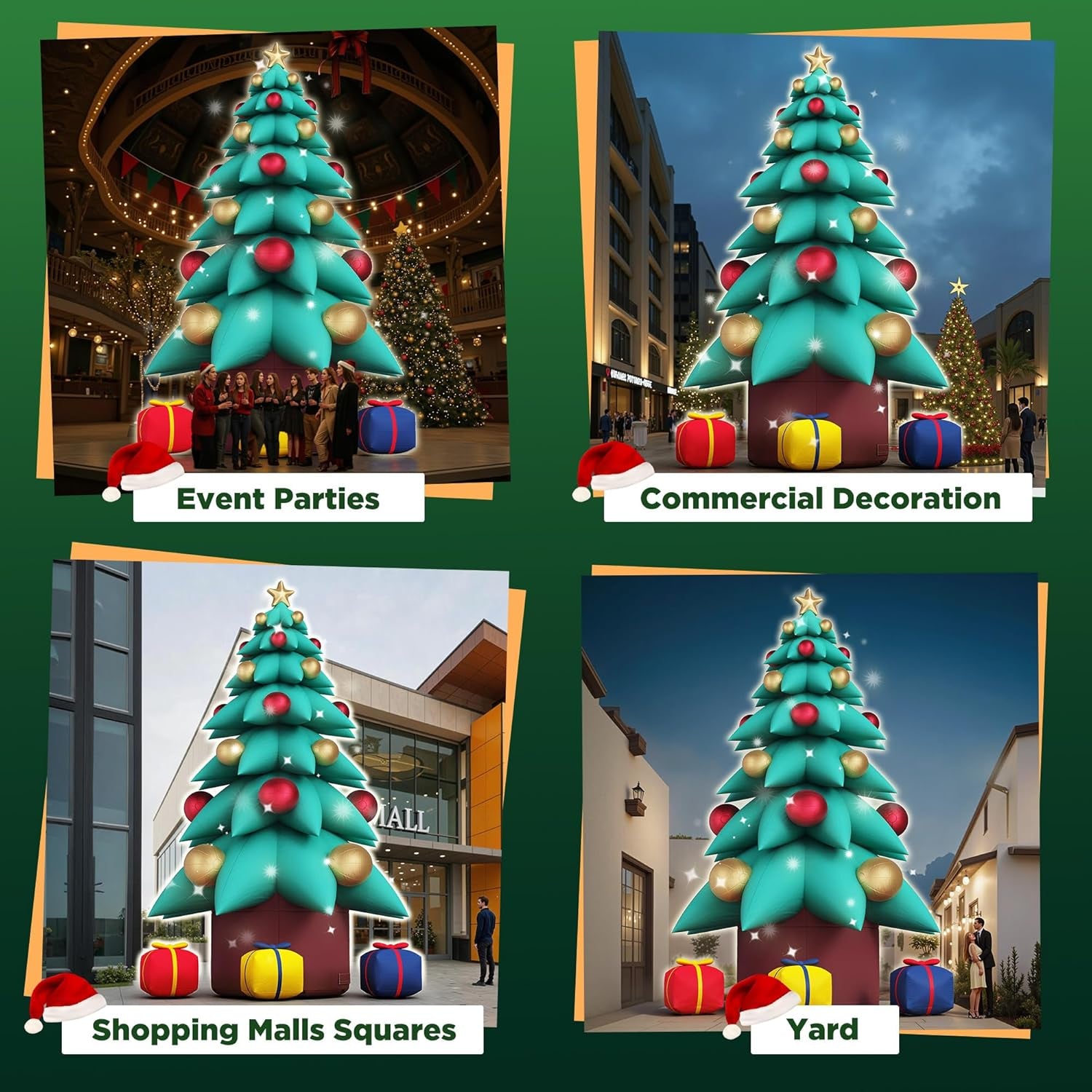 20 FT Inflatable Christmas Tree with LED Lights, Giant Blow Up Outdoor Decoration, Oxford Cloth Material, Including Blower and Gift Boxes, Suitable for Event Parties, Commercial Activity