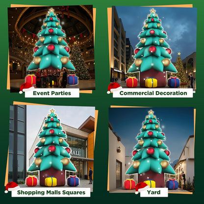 20 FT Inflatable Christmas Tree with LED Lights, Giant Blow Up Outdoor Decoration, Oxford Cloth Material, Including Blower and Gift Boxes, Suitable for Event Parties, Commercial Activity
