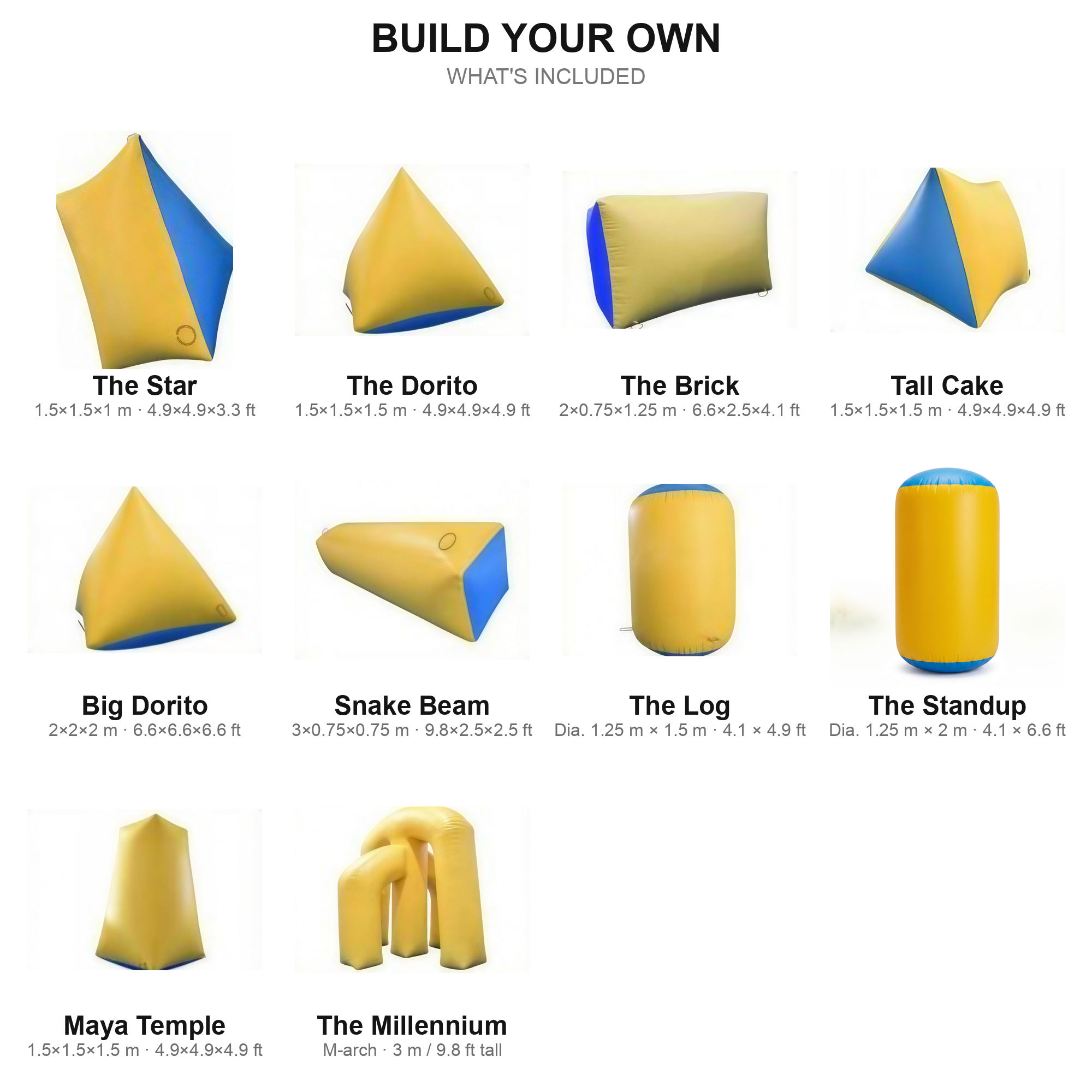 Build Your Own — all 10 yellow bunker shapes