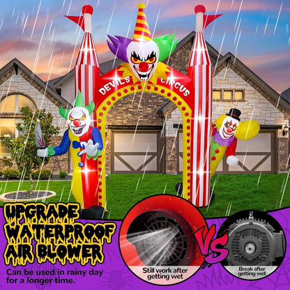 12 FT Halloween Inflatables Clown Archway Outdoor Decorations, Giant Clown Arch Blow Up Yard Decorations Scary Inflatable with Build-in Lights for Yard Garden Lawn Indoor Outdoor Decor