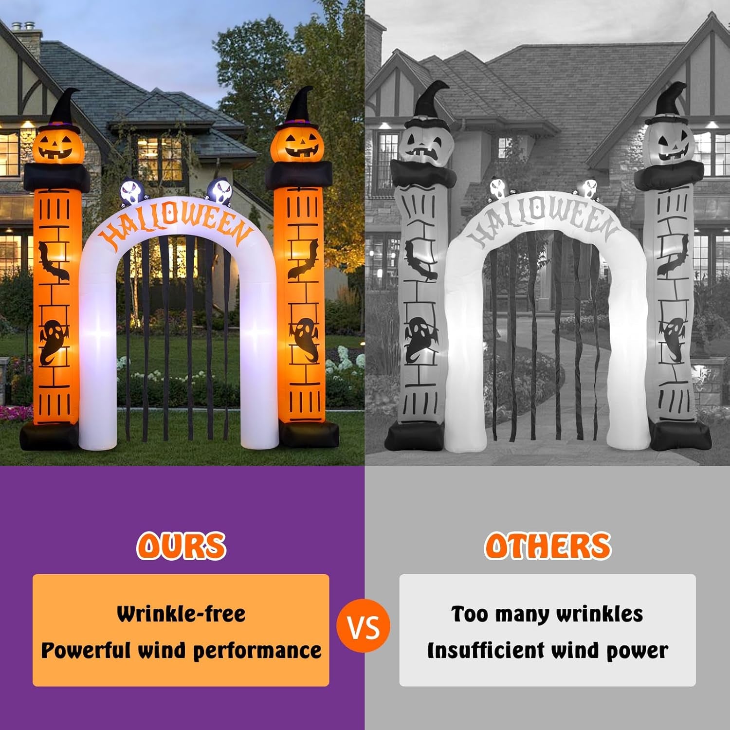 11FT Giant Halloween Inflatable, Giant Halloween Inflatables Archway, Outdoor Blow Up Decorations, Inflatable Pumpkin Arch for Yard Lawn Garden Party