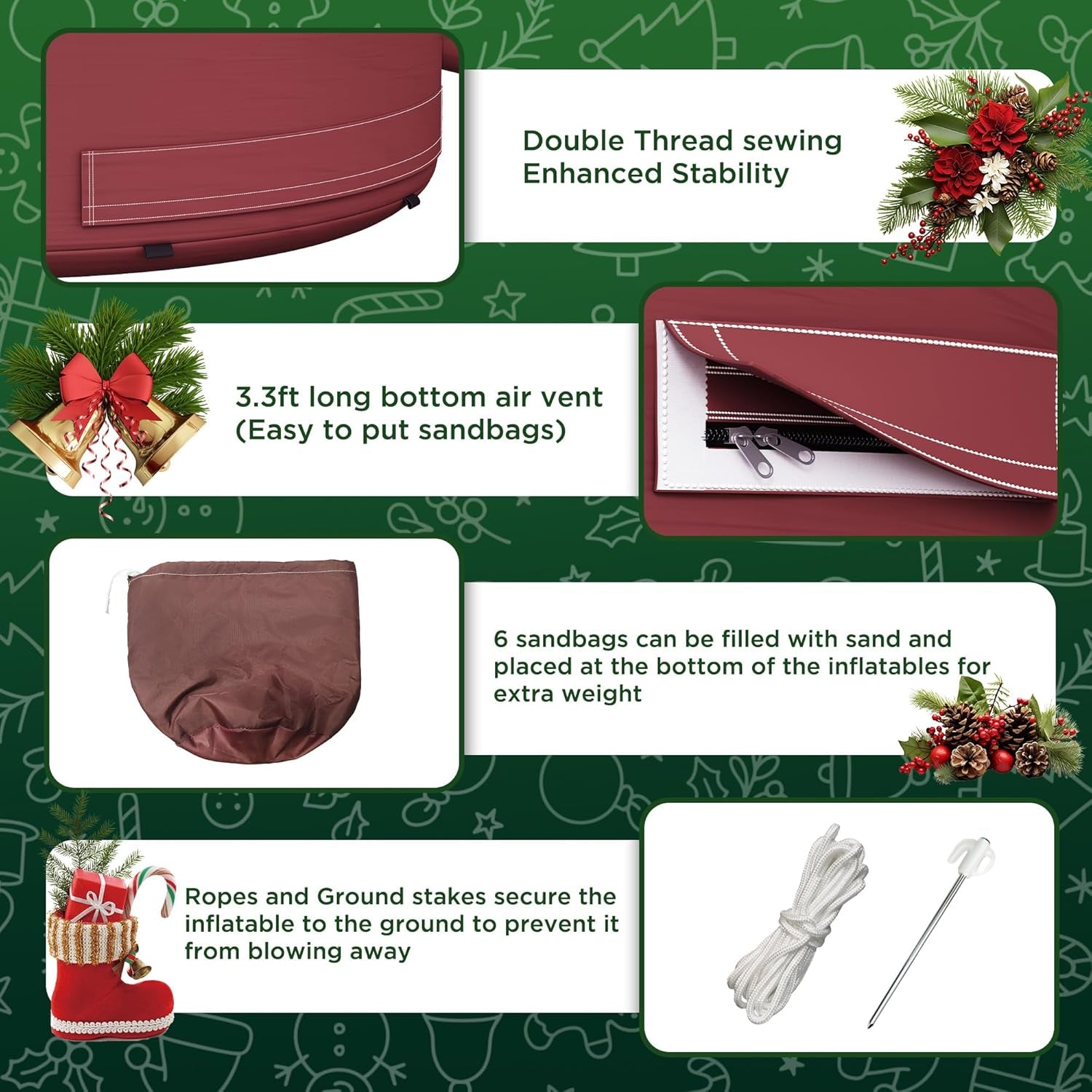 20 FT Inflatable Christmas Tree with LED Lights, Giant Blow Up Outdoor Decoration, Oxford Cloth Material, Including Blower and Gift Boxes, Suitable for Event Parties, Commercial Activity