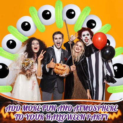 21 Pack Halloween Party Arch Kit Include 4 Large 24 Inch Inflatable Eyeballs, 6 Pcs 16 Inch Eyeball Beach Balls and 11 Inflatable Pool Swim Ring for Halloween Beach Balls Decorations Outdoor
