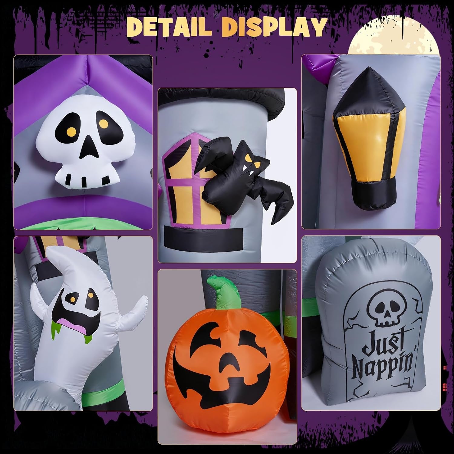 Halloween Inflatables 12 FT Haunted House Castle Archway Outdoor Decorations, Large Halloween Arch Blow up Yard Decorations for Front Lawn Garden Decor